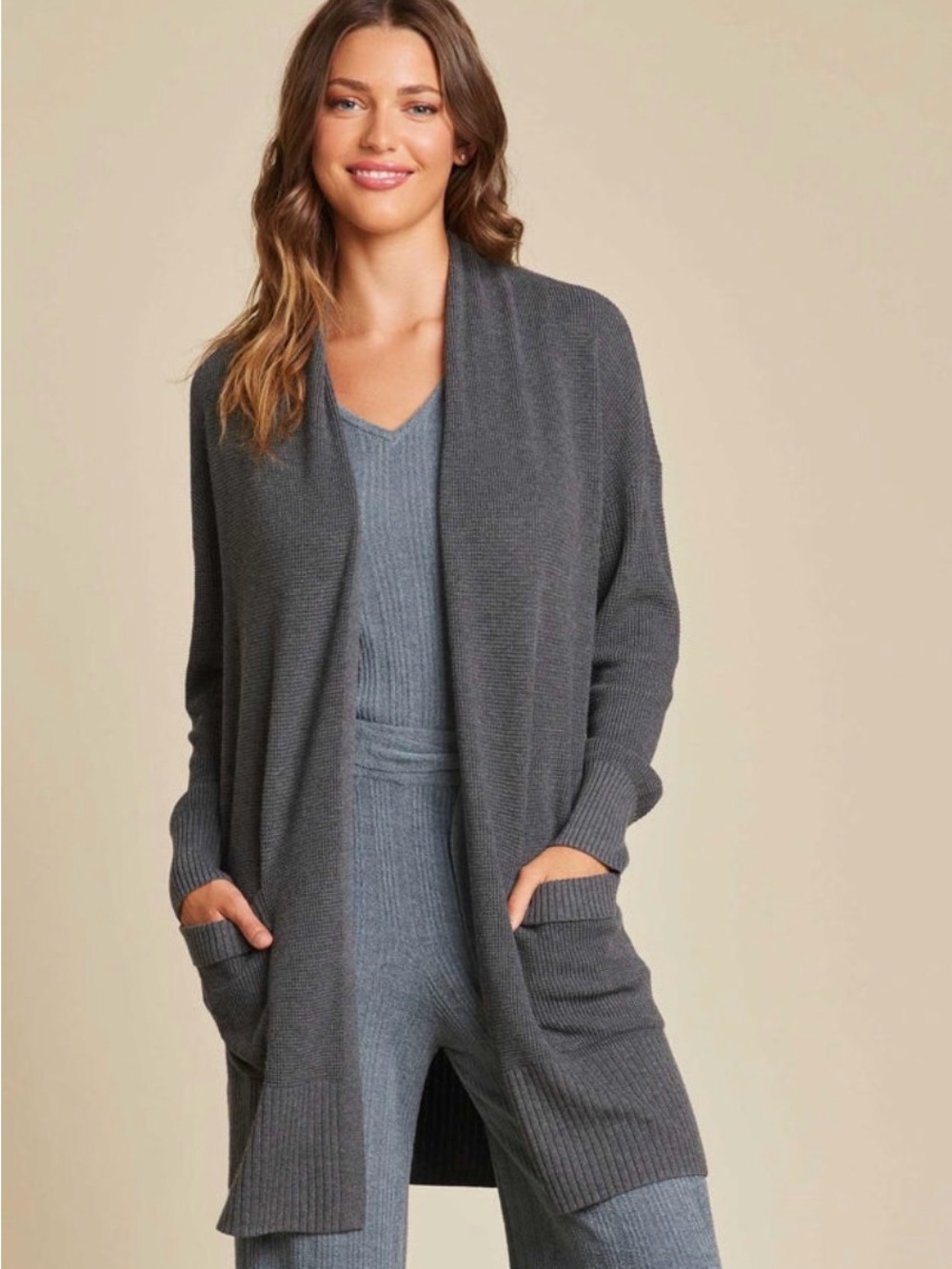 Barefoot Dreams Waffle Knit Cardigan- Cream Color